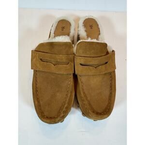 Size 11 M Frye Melody Clogs Brown Shearling Fur Suede Shoes Slip On